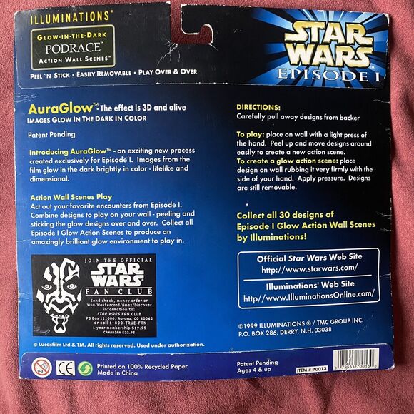 Star Wars Episode 1 Illuminations Podrace Glow in the Dark Reusable Sticker - Picture 4 of 5